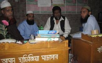 Baitul Aman Hafizia Madrasa & Masjid Complex, Dhaka.Photo From Left: The Principal and other Teachers with Shaikh Shafayat